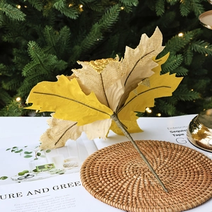 Glittery gold velvet Christmas flower stem for DIY holiday decor and festive arrangements