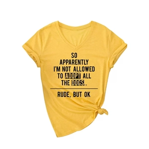 T-shirt jaune vif à col en V pour femme avec slogan humoristique et nœud latéral