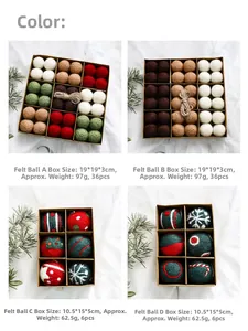 Detail view of colorful felt Christmas balls set for holiday tree decoration and crafts