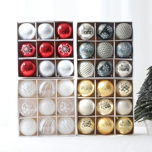 Set of 9 colorful Christmas balls in various finishes for festive tree decoration