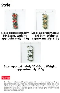 Detail view of artificial Christmas flower swag in red gold and white colors 16x58cm