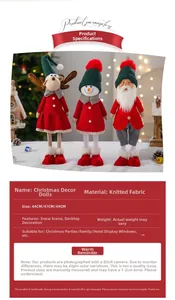 Christmas decoration trio of reindeer, snowman, and Santa plush dolls in a snow scene