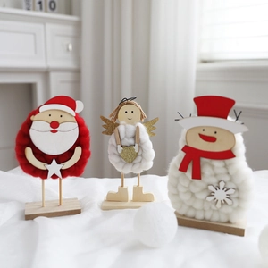 Christmas wool felt table decor set featuring Santa Claus, angel, and snowman figurines