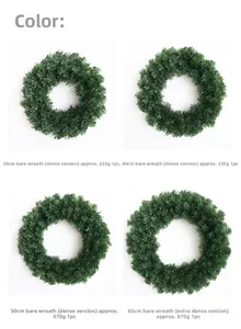 Comparison of green PVC Christmas wreaths in 30cm, 40cm, 50cm, and 60cm sizes
