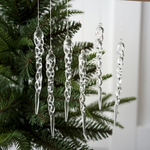 Decorazioni per Albero di Natale a Ghiacciolo Trasparente a Spirale in Plastica Chiara Decorazione da Appendere per Festa di Natale Invernale
