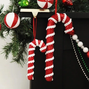 Christmas Candy Cane Lollipop Hanging Ornament Glitter Red White Candy Cane For Christmas Tree Xmas Party Decoration