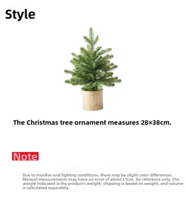 Miniatuur kerstboom met PE-naalden en gouden basis, afmeting 28x38cm