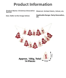 Détail de la bannière de Noël avec fanions en sapin et inscription Merry Christmas