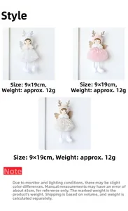 Detailed size view of angel Christmas tree ornaments with sequin tulle dresses