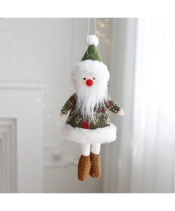 Detail von Weihnachts-Zwerg-Hänger mit weißem Bart und roter Nase für den Weihnachtsbaum