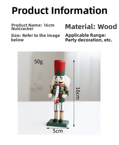 Classic 16cm wooden nutcracker drummer doll in red and green for holiday decoration