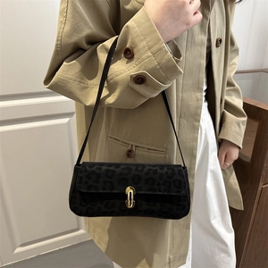 Borsa Baguette da Donna Retro con Stampa Leopardata Borsa a Spalla in Pelle Sintetica Con Fibbia Dorata Piccola Borsa Sottobraccio