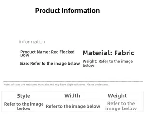 Détails des spécifications du nœud de Noël en velours rouge et de sa matière textile