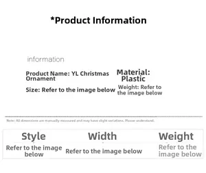 Detailed specifications chart for plastic Christmas tree ornaments with size and weight info