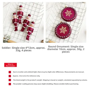 Magenta nutcracker ornaments and snowflake baubles set for Christmas tree decoration