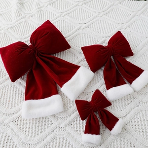Ensemble de nœuds de Noël en velours rouge avec bordure en fausse fourrure blanche