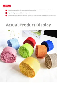 Rolls of colorful faux linen ribbon in eight vibrant shades for Easter DIY crafts