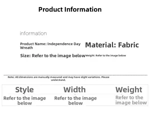 Detailed technical specifications and textile material facts for Independence Day wreath