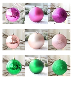 Dettaglio di palline di Natale da 8 cm con finiture a specchio, opache e glitterate multicolore