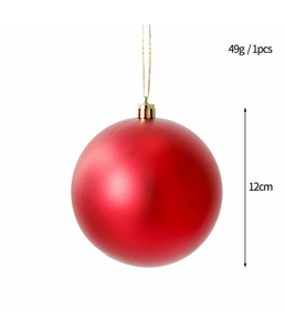 Dettaglio di una pallina di Natale rossa opaca da 12 cm con specifiche di peso e misura