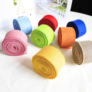 Faux linen ribbons in eight vibrant colors for festive DIY crafts and gift wrapping
