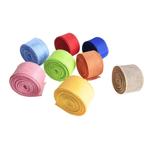 Set of 8 colorful imitation linen ribbon rolls for DIY crafts and gift wrapping