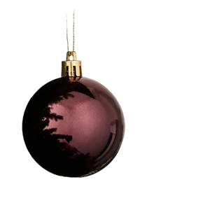 Pallina di Natale viola lucida 8cm con cordino dorato per decorazioni albero di Natale