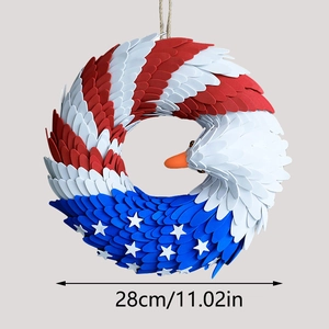 Patriotic eagle wreath decoration with 28cm diameter and US flag red white blue theme