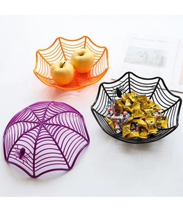 Ensemble de paniers à fruits Halloween en forme de toile d'araignée orange et violet