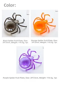 Τρία πολύχρωμα μπολ γλυκών για το Halloween σε σχήμα αράχνης, μαύρο, πορτοκαλί και μωβ