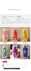 Detail of glitter Christmas ornaments with Merry Christmas text in colorful plastic finish