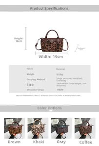 Size chart showing large capacity nylon crossbody bag with 19x14x7cm measurements