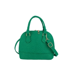 Elegant emerald green shell-shaped crossbody handbag with crocodile skin texture embossed