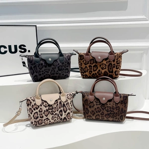 Fashion Retro Leopard Print Shoulder Bag Fabric Women Casual Crossbody Bag Removable Strap Niche Design Small Square Bag