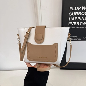 Bolso De Hombro Tipo Cubo De Cuero PU Para Mujer Bloque De Color Moda Urbana Minimalista Correa Ajustable Tendencia