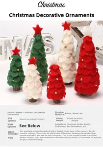 Árboles de Navidad de fieltro con base de madera y campanas doradas decorativas