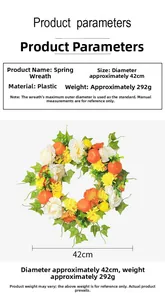 Künstlicher Frühlingskranz Produktparameter mit 42cm Durchmesser und 292g Gewicht