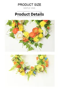 Nahaufnahme von Maple Vine Kränzen mit Rosen, Gänseblümchen, Früchten und Schmetterlingen