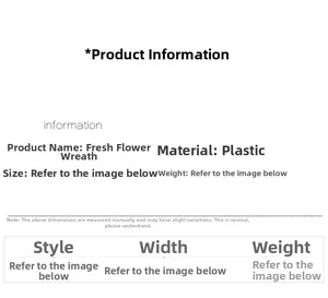 Detailed product specification table for artificial green plant autumn door wreath decor