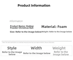 Specifiche delle palle di Natale in schiuma rosa con dettagli su materiale, peso e dimensioni
