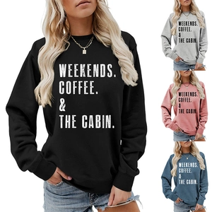 Detail view of the soft cotton fabric colors for the weekends coffee sweatshirt