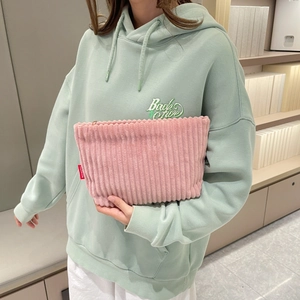 Sac à main en velours côtelé rose brodé avec grande capacité pour femme automne