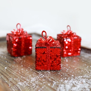 Weihnachten Glitzer Pailletten Schaumstoff Geschenkbox Ornamente Zum Aufhängen Rot Gold Kleine Geschenkbox Deko Für Festliche Party