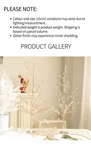 Détail des branches de cristal doré et blanc étincelant pour la décoration de Noël