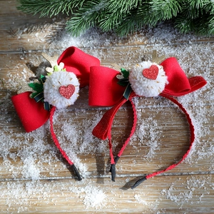Serre-tête De Renne De Noël Bandeau Peluche Nœud Paillettes Accessoires De Cheveux De Fête De Noël Pour Femmes Enfants