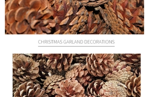 Macro view of assorted natural dried pine cones for Christmas garland decoration