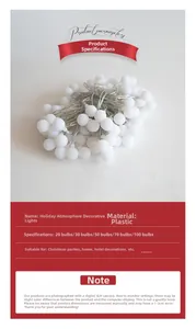 Close-up of translucent white spherical LED bulbs for festive Christmas party decorations
