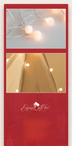 Close-up of frosted warm white LED ball fairy lights wrapped on a decorative tent