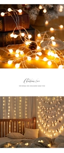 Warm white LED decorative ball string lights for cozy indoor bedroom decor