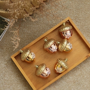 Plastic Christmas Acorn Ornaments Glitter Snowflake Print Festive Hanging Pendants For Holiday Party Home Window Decor